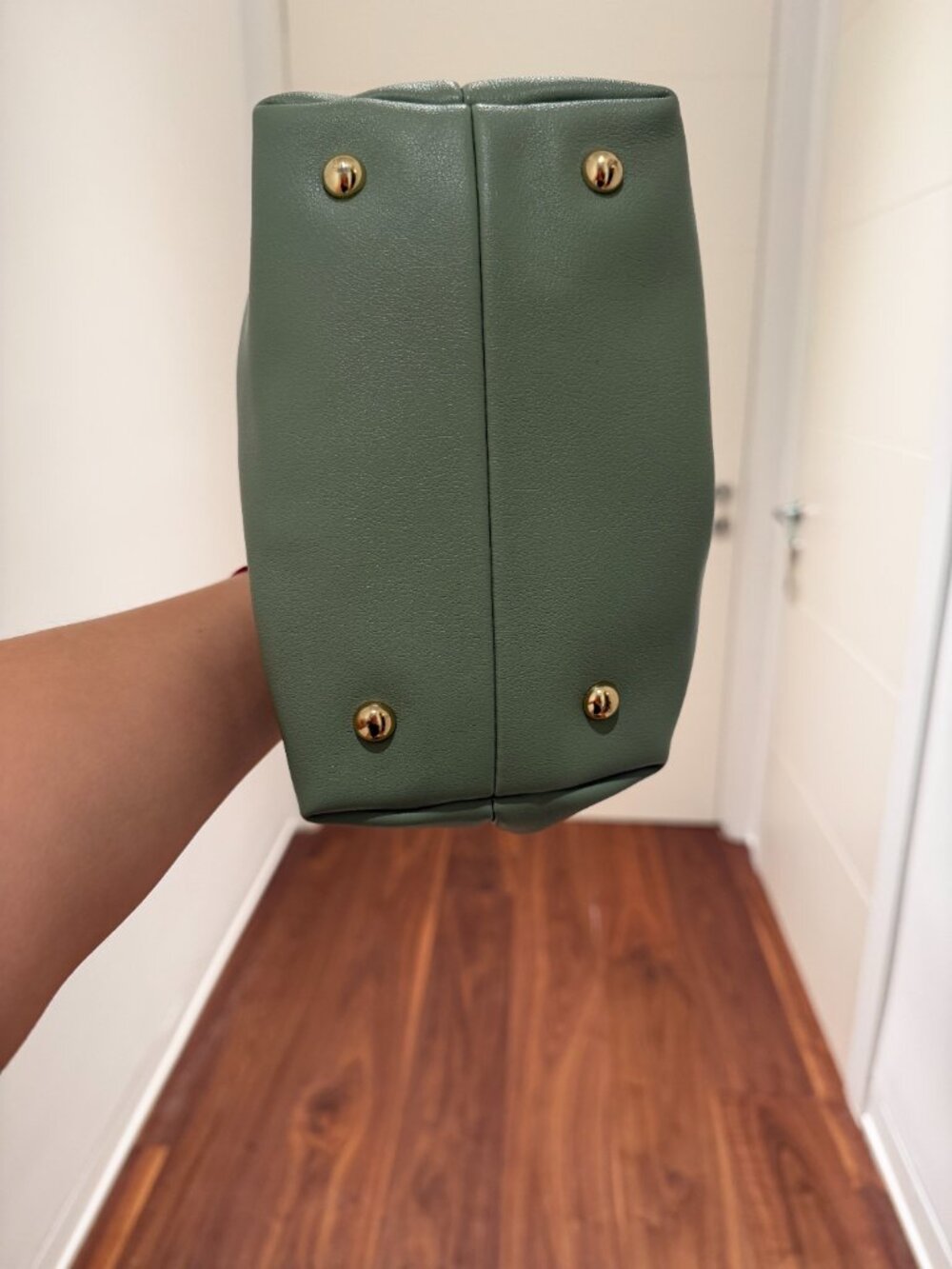 Sage Green Purse with Ruffle Handle - Picture 3 of 3